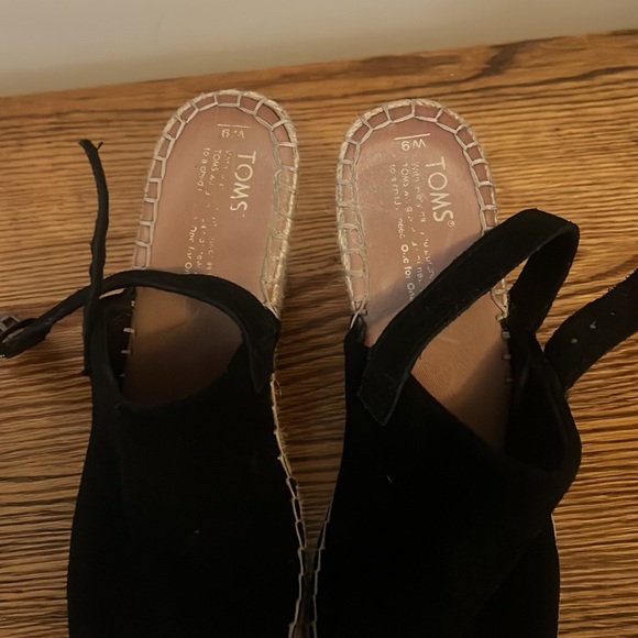 TOMS Monica Wedge Heel Espadrilles in Black Size 9 - Picture 5 of 8